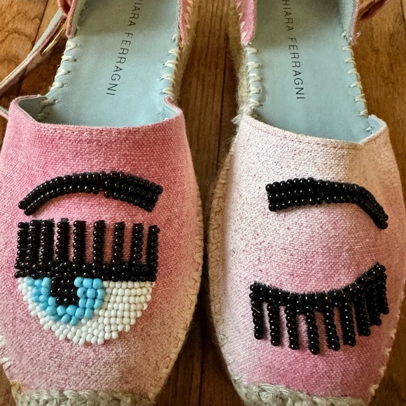 Chiara Ferragni platform espadrilles with gold embellishment adjustable strap - Picture 6 of 7